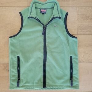 ​Vineyard Vines Boys S (8-10) Green Fleece Vest Navy Trim 300024